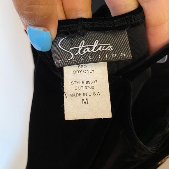 Status Collection | Black Velvet Glitter Flame Gown - Picture 3 of 16